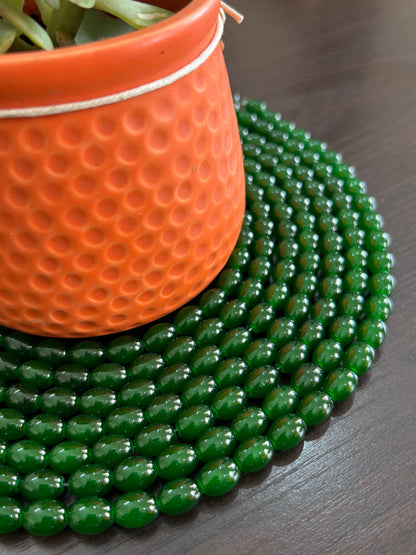 Oval Green Glass Beads