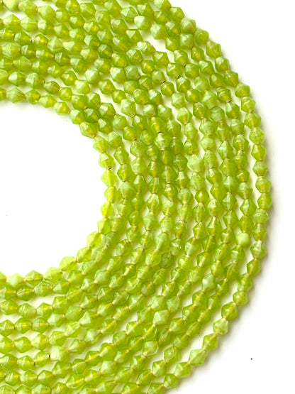 Green Faceted Bicone Glass Beads