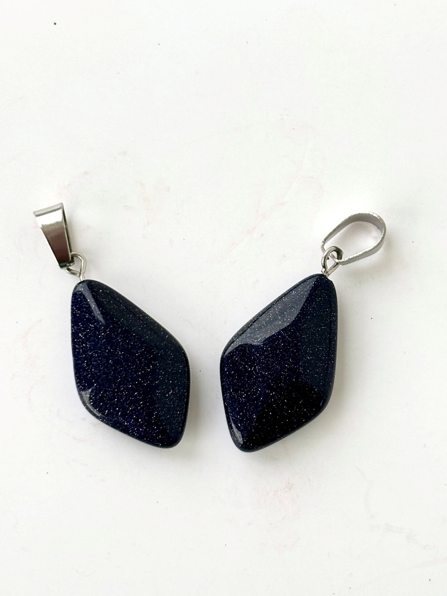 Navy Blue Kite Shaped Faceted Semi-Precious Stone Pendant