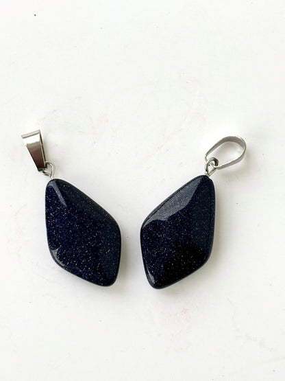 Navy Blue Kite Shaped Faceted Semi-Precious Stone Pendant