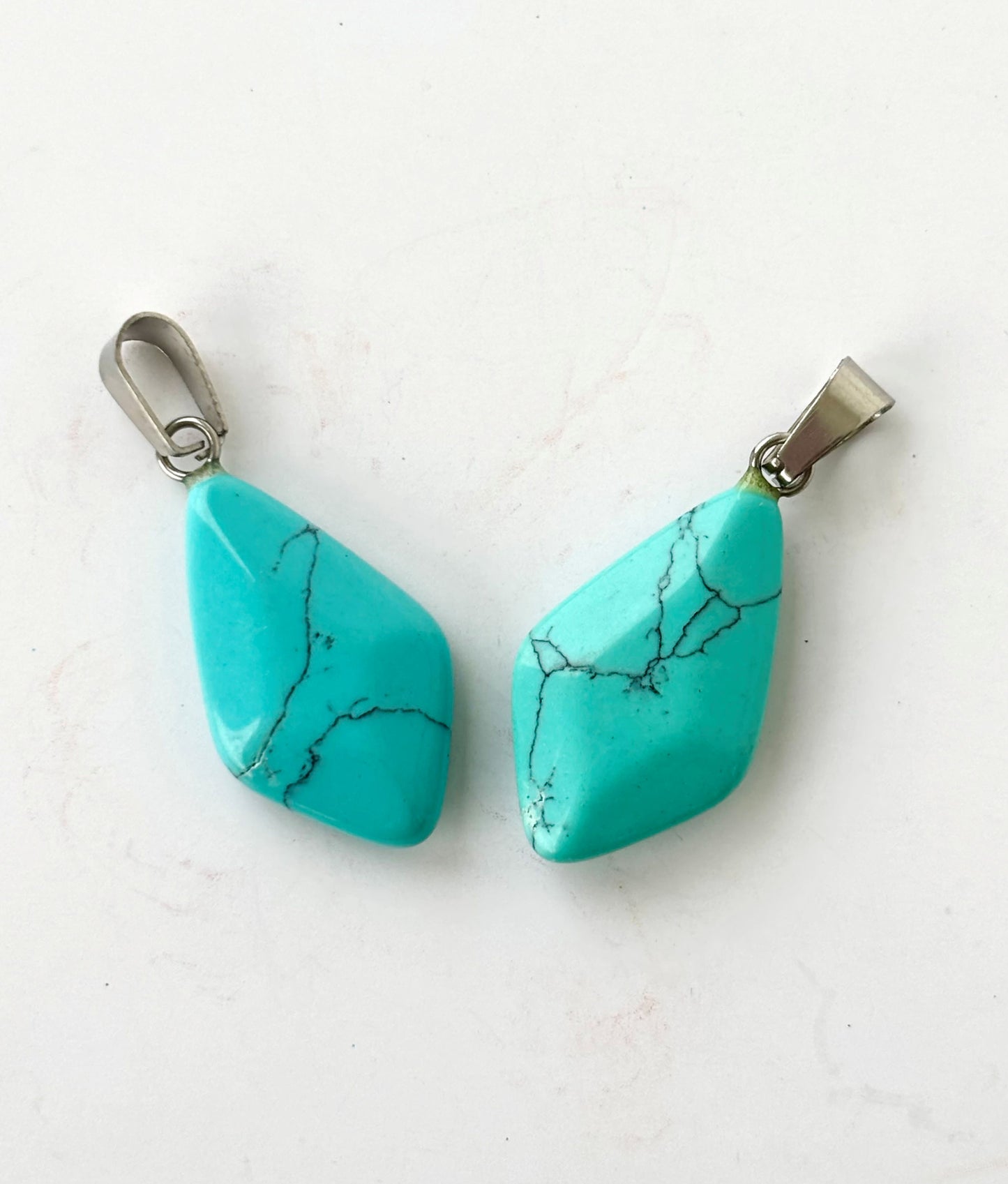 Turquoise Kite Shaped Faceted Semi-Precious Stone Pendant