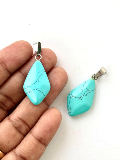 Turquoise Kite Shaped Faceted Semi-Precious Stone Pendant