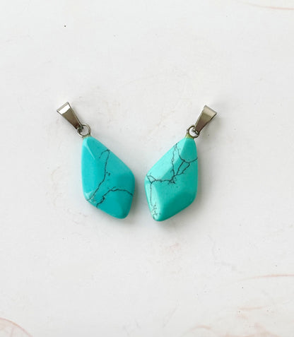 Turquoise Kite Shaped Faceted Semi-Precious Stone Pendant
