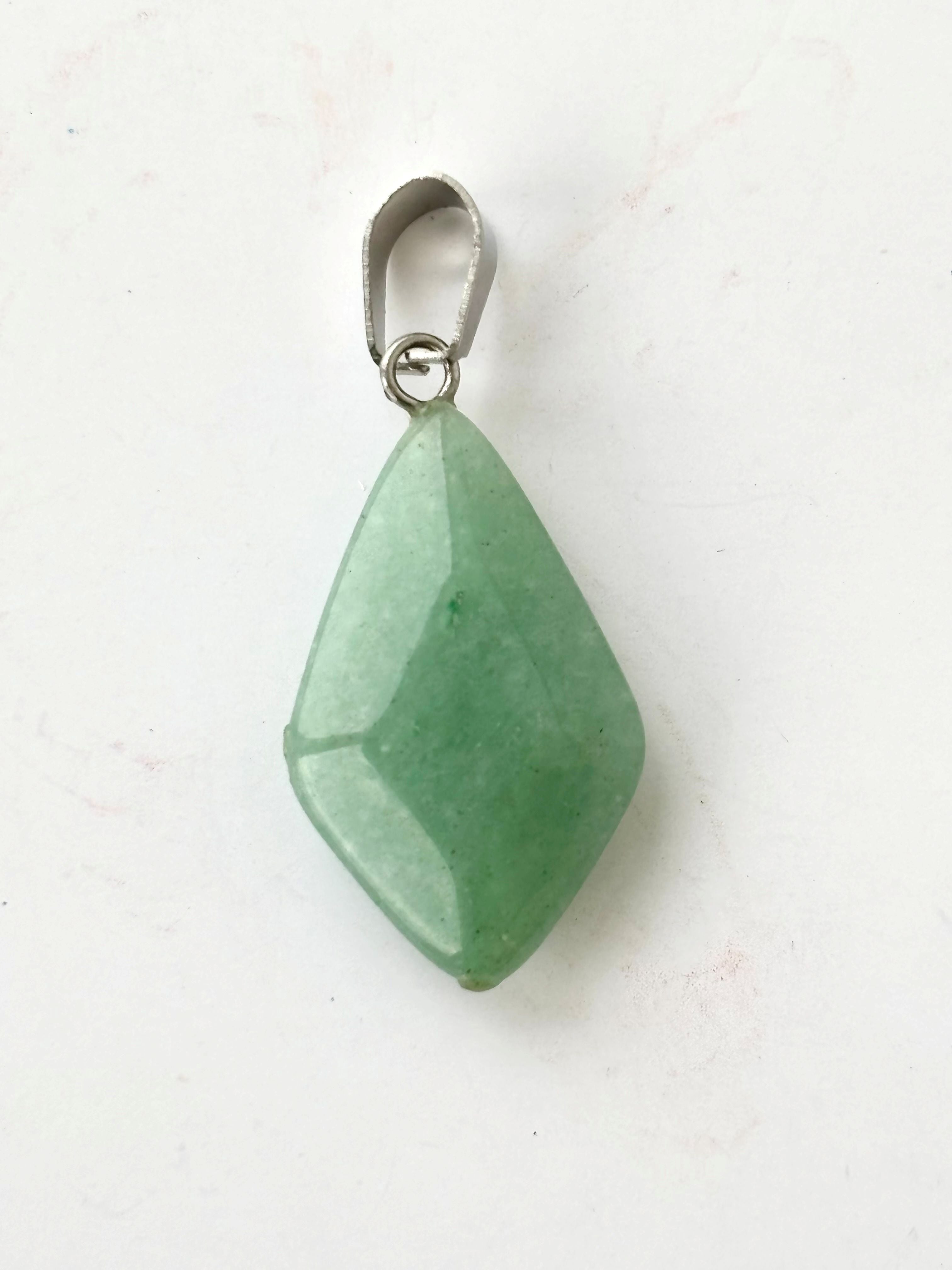 Mint Green Kite Shaped Faceted Semi-Precious Stone Pendant