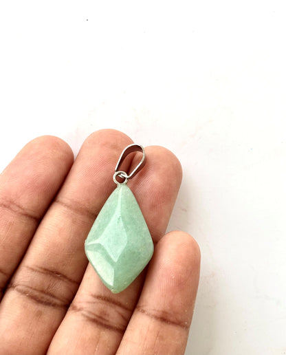 Mint Green Kite Shaped Faceted Semi-Precious Stone Pendant
