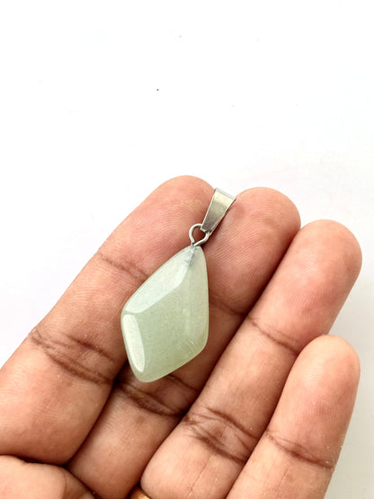 Light Mint Green Kite Shaped Faceted Semi-Precious Stone Pendant