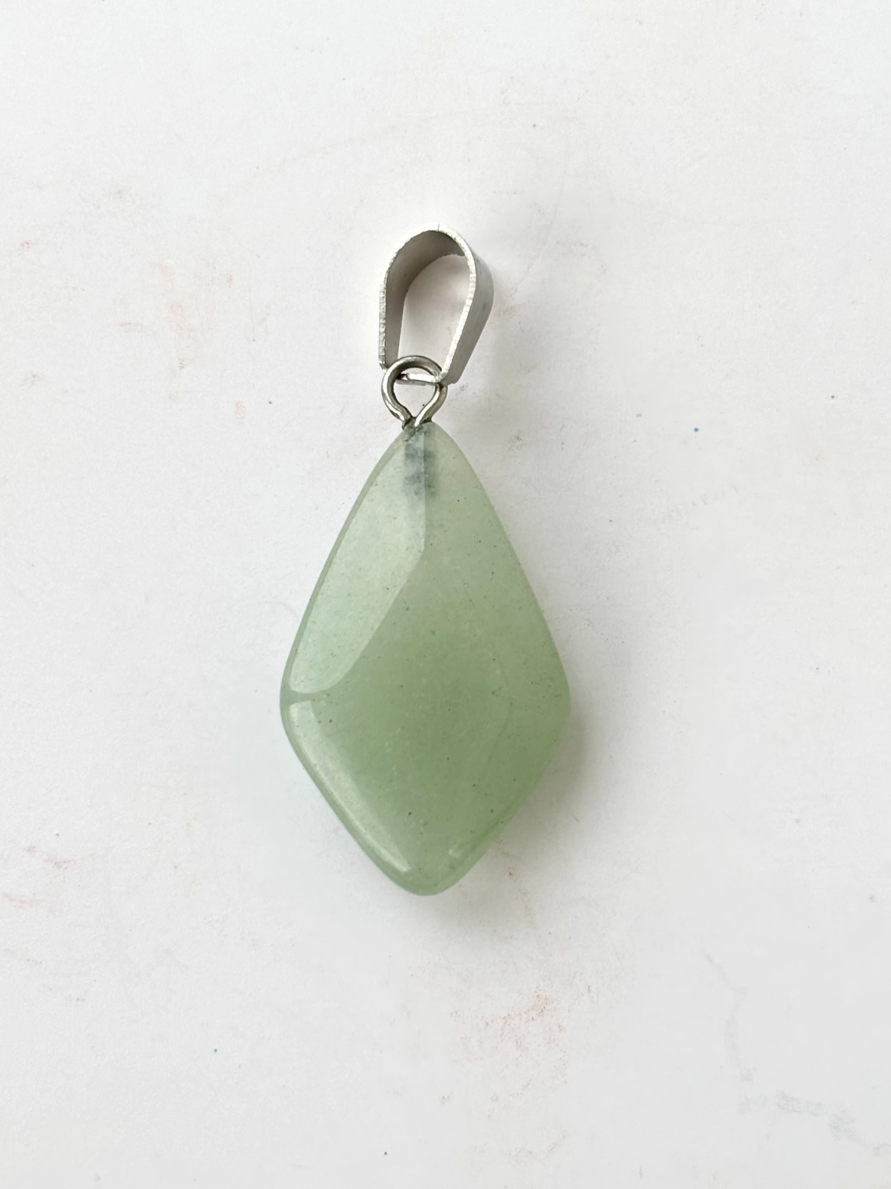 Light Mint Green Kite Shaped Faceted Semi-Precious Stone Pendant