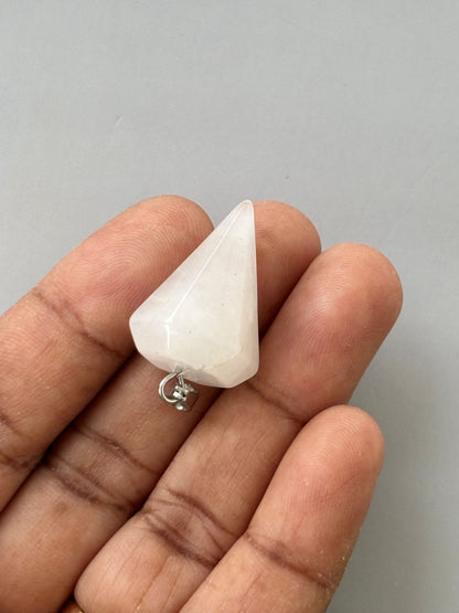 White Quartz Hexagonal Cone Shaped Pendant