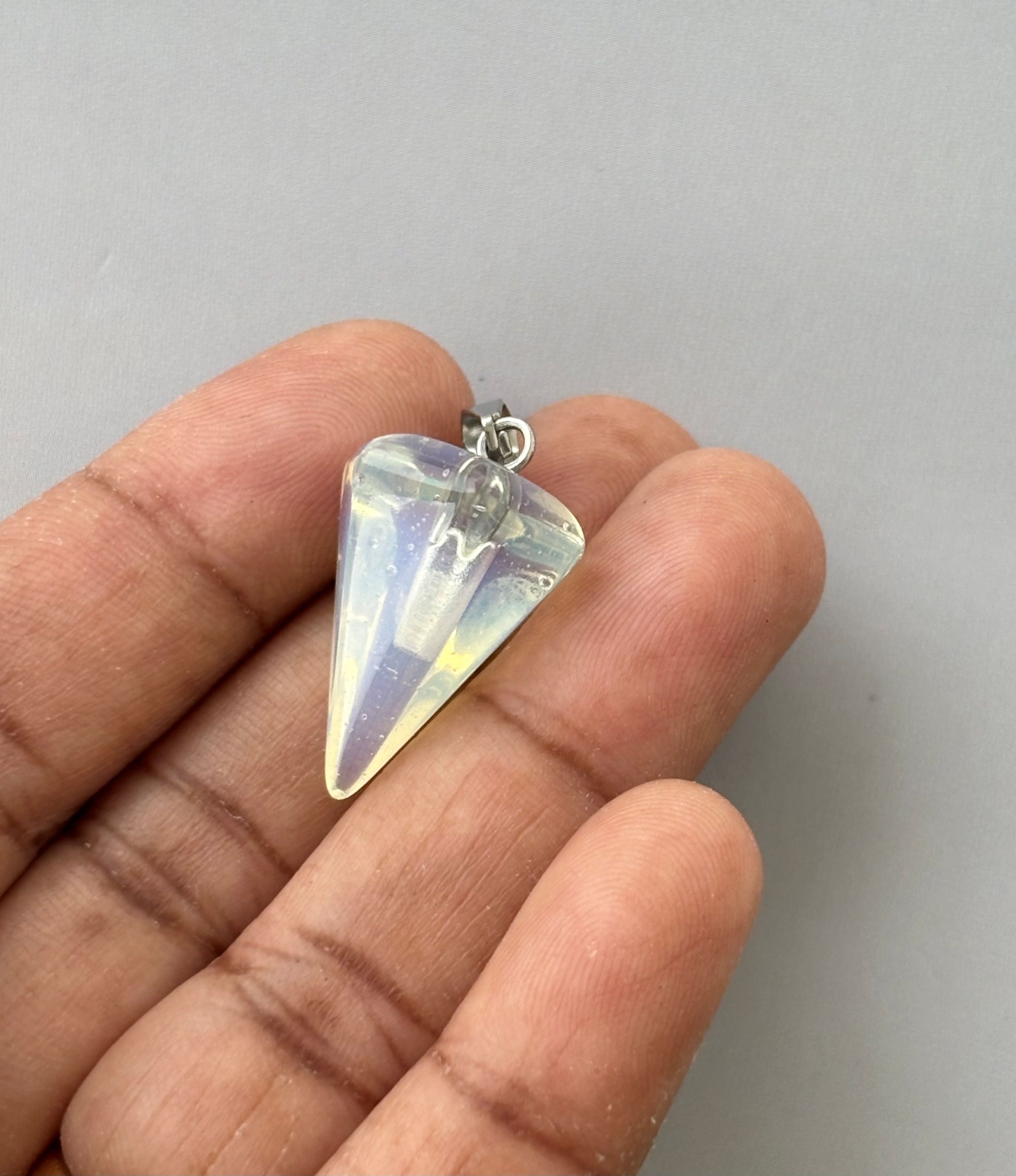 Moonlight Opalite Hexagon Faceted Crystal Pendant