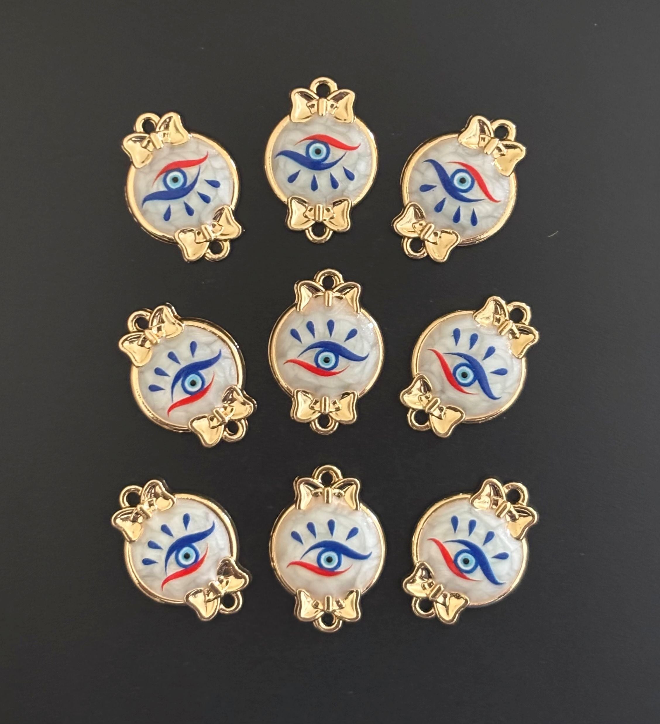Gold Plated Evil Eye Bow Resin Charms