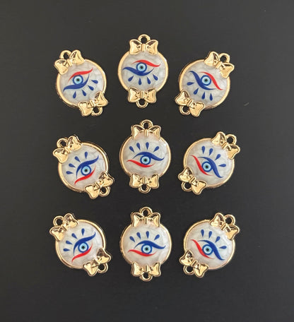 Gold Plated Evil Eye Bow Resin Charms