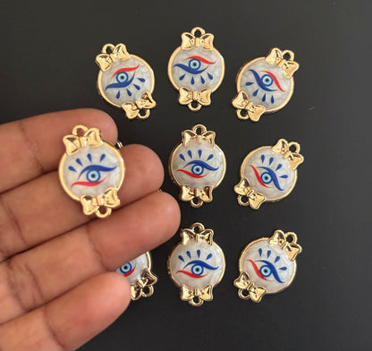 Gold Plated Evil Eye Bow Resin Charms