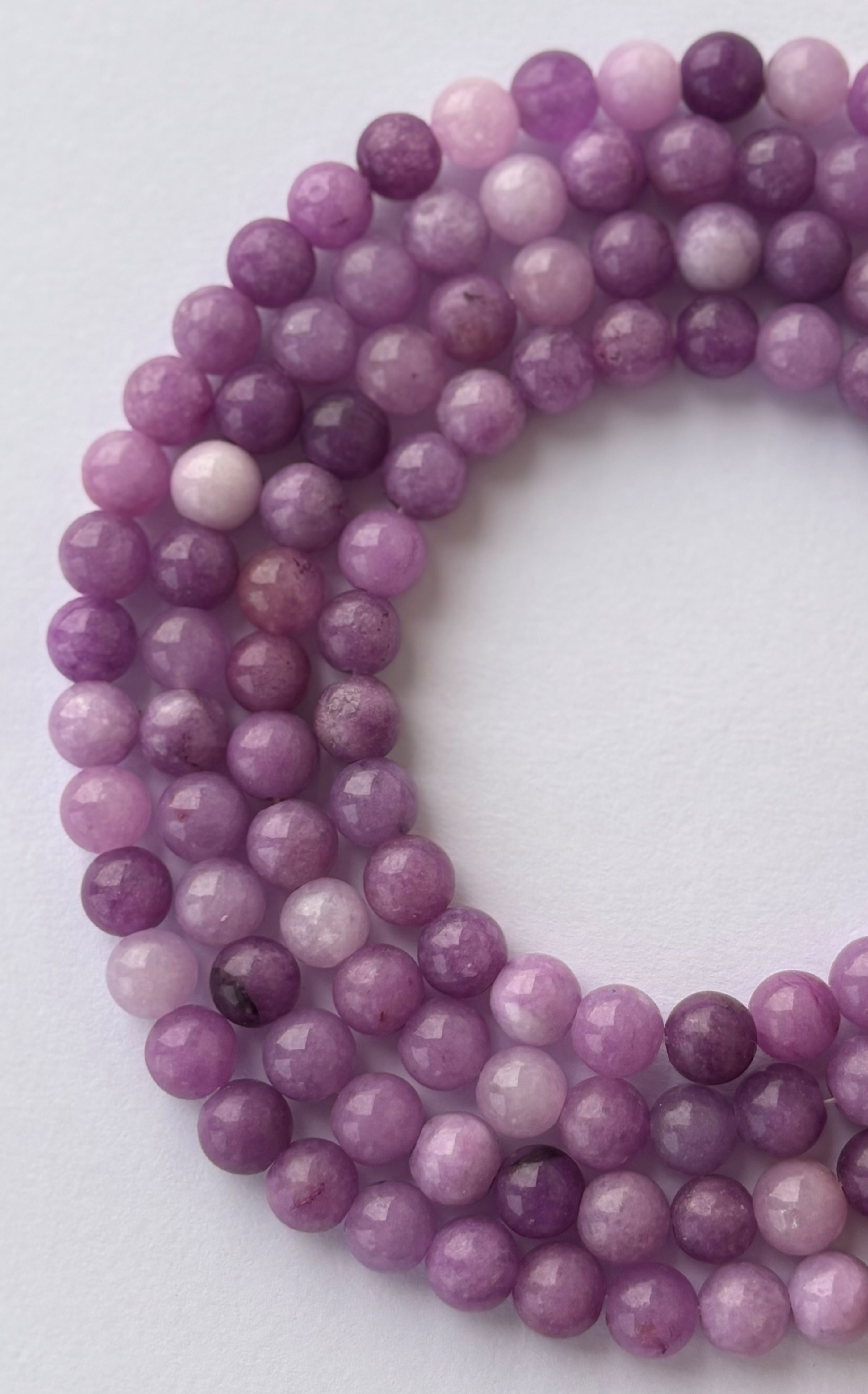 Natural Lavender Jade Round Beads for Jewelry Making