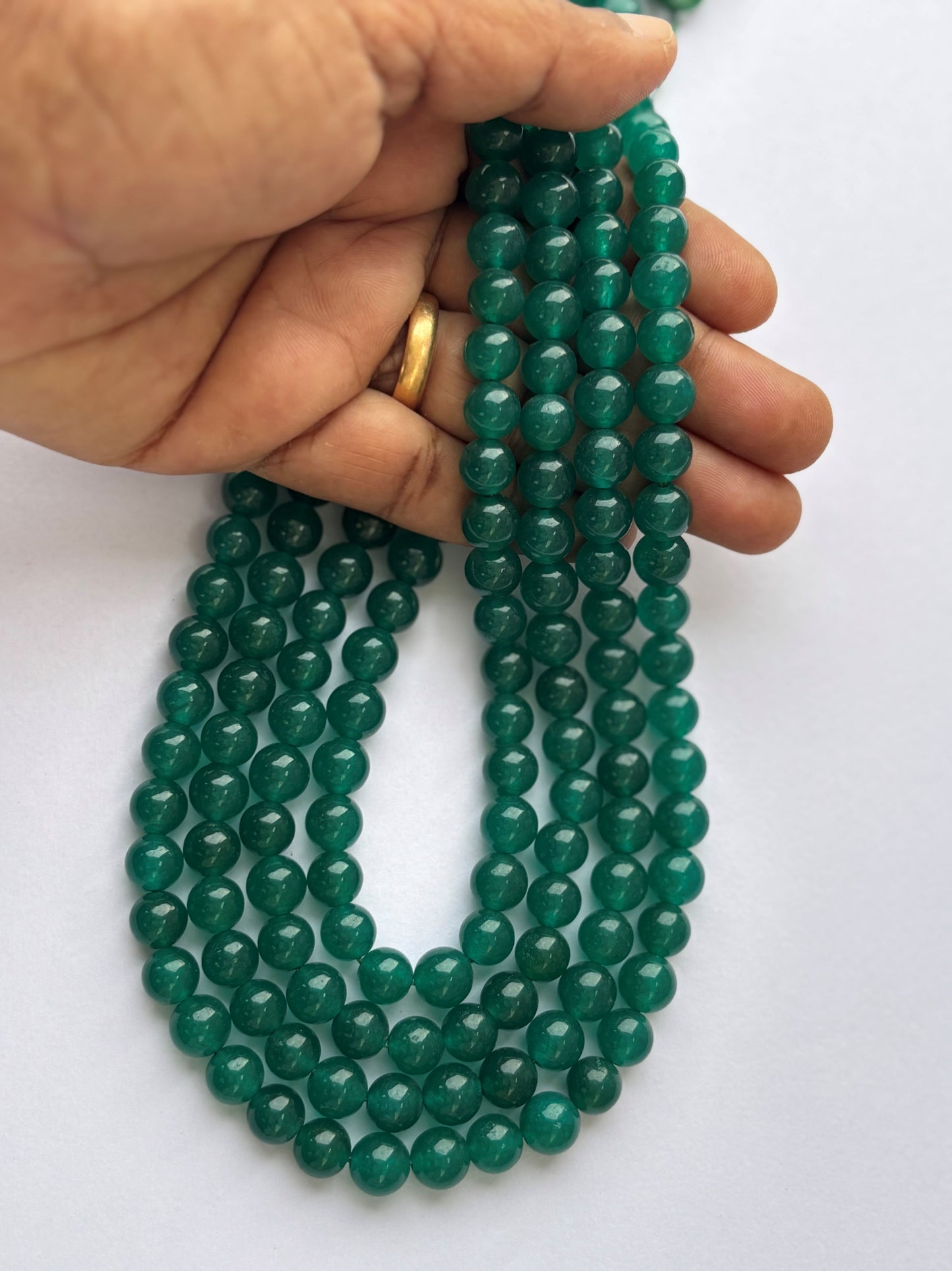 Natural Dark Green Jade Round Beads for Jewelry Making