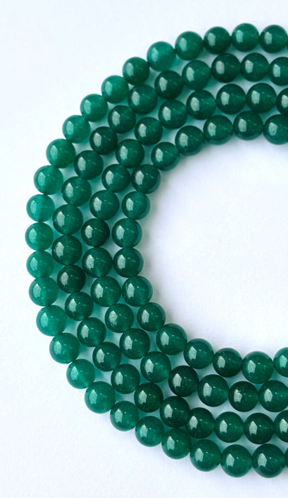 Natural Dark Green Jade Round Beads for Jewelry Making
