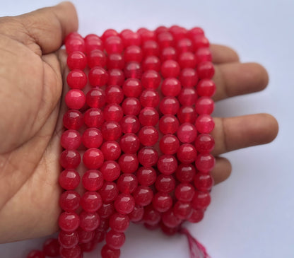 Natural Ruby Red Jade Round Beads for Jewelry Making