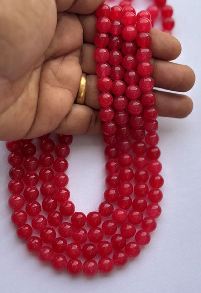 Natural Ruby Red Jade Round Beads for Jewelry Making