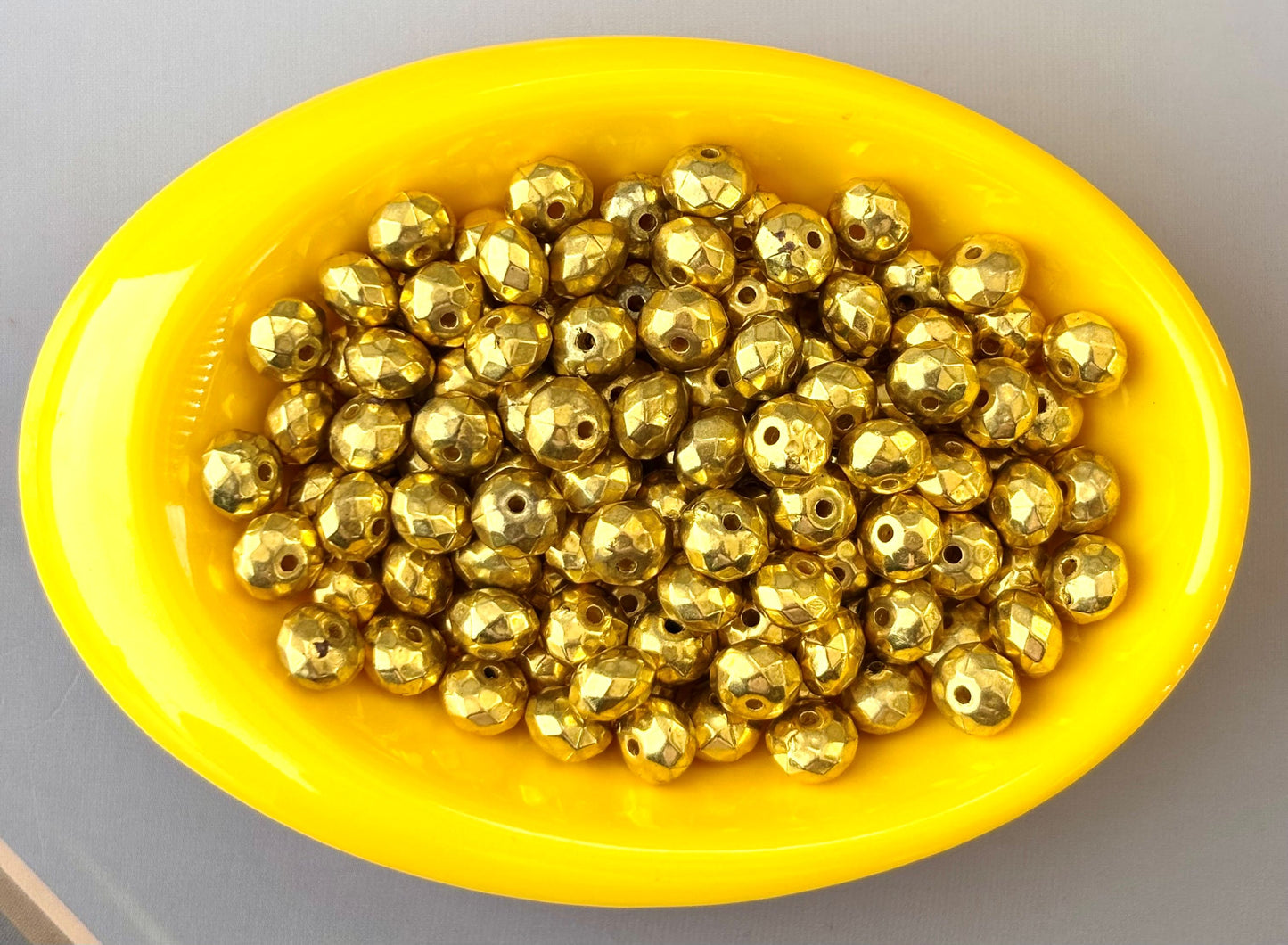 Golden Faceted Round CCB Beads