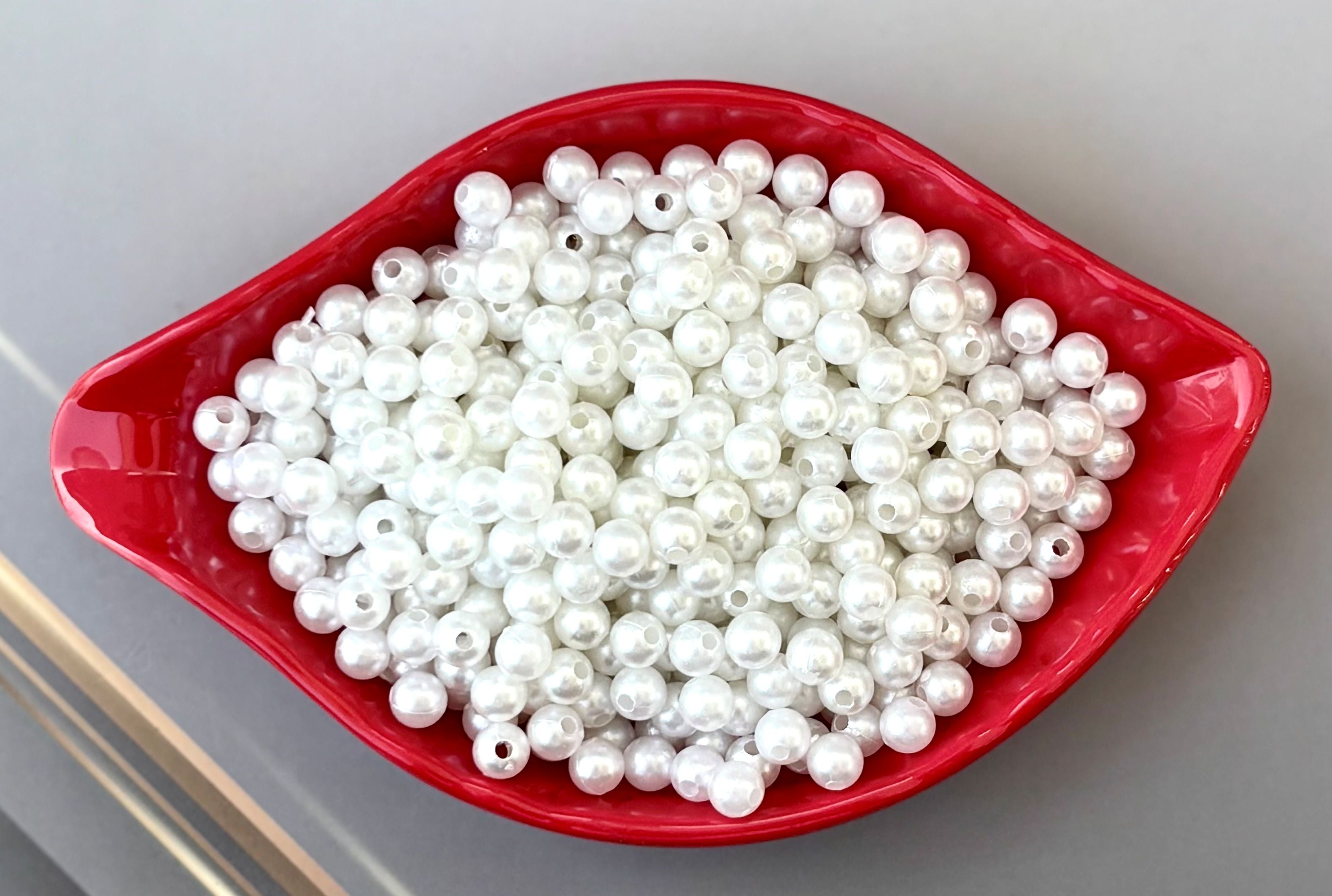 Lightweight White Acrylic Pearl Beads 6MM