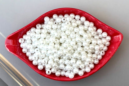 Lightweight White Acrylic Pearl Beads 6MM