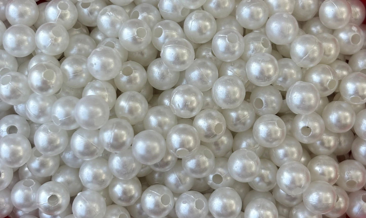 Lightweight White Acrylic Pearl Beads 6MM