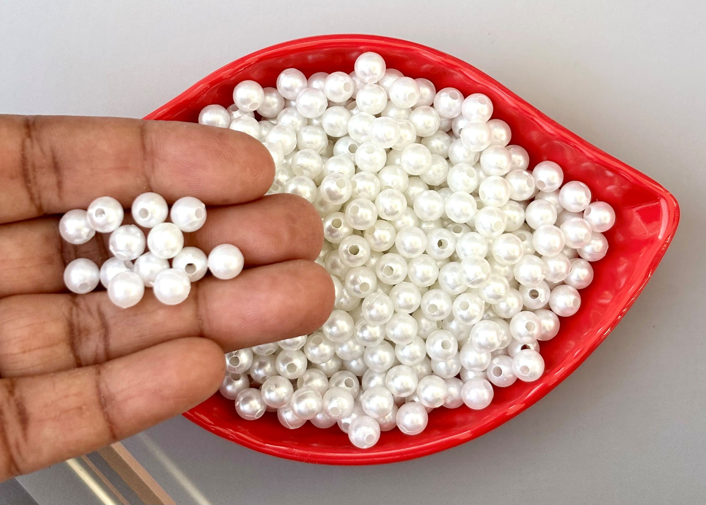 Lightweight White Acrylic Pearl Beads 6MM