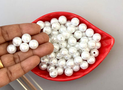 Lightweight White Acrylic Pearl Beads 10MM