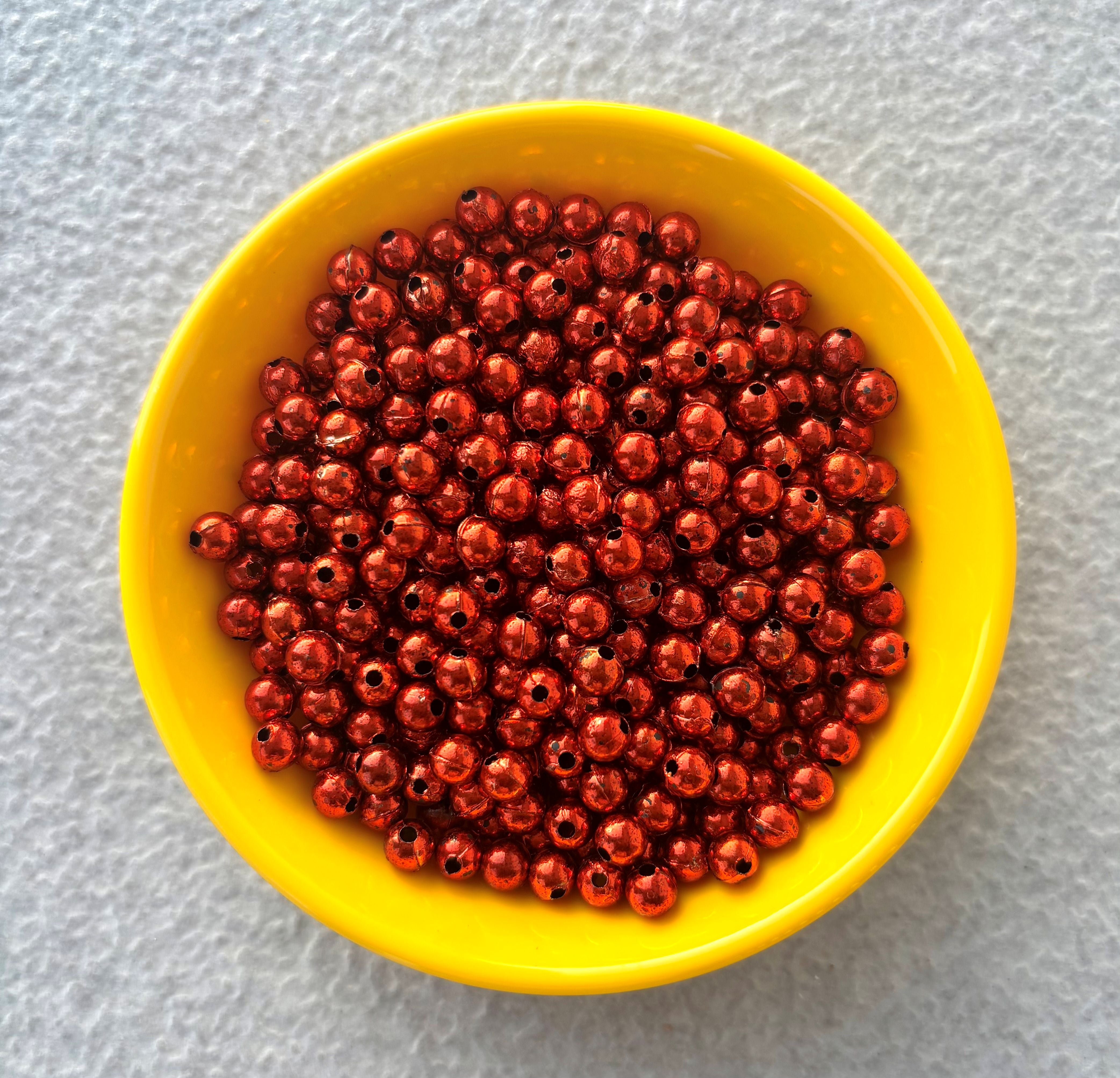 Metallic Red Acrylic Round Beads 6MM