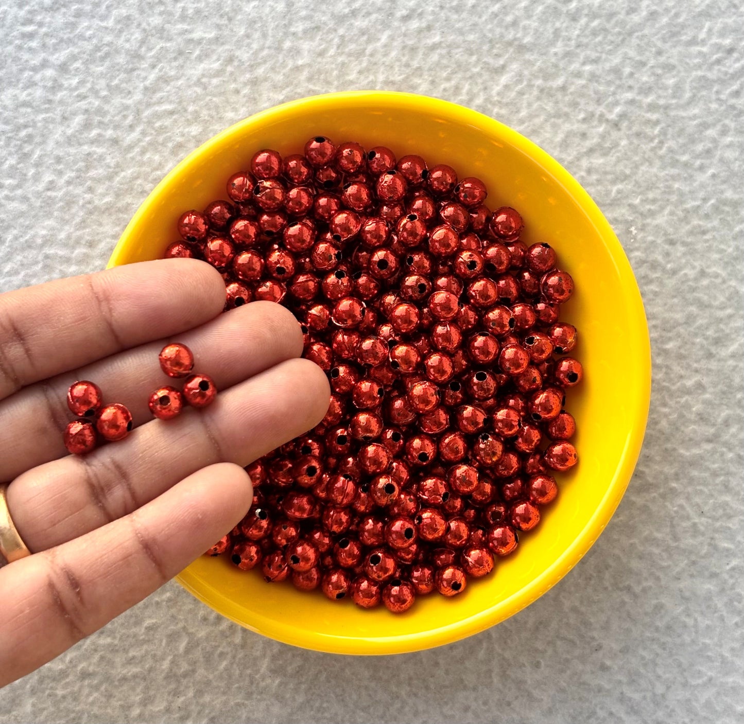 Metallic Red Acrylic Round Beads 6MM