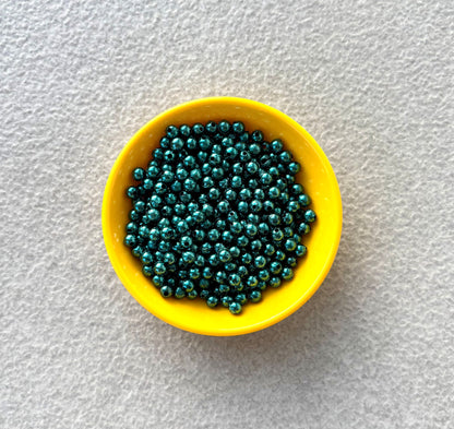 Metallic Peacock Blue Acrylic Round Beads 6MM