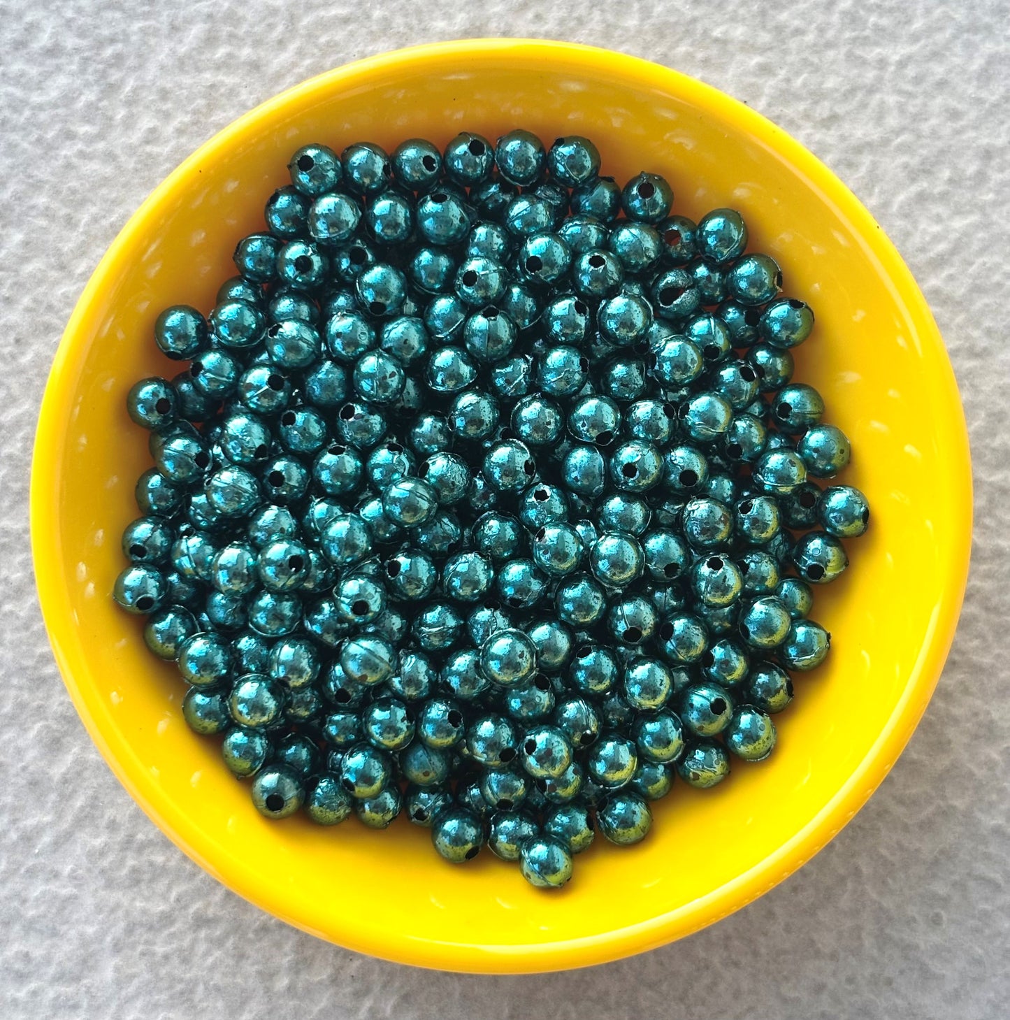 Metallic Peacock Blue Acrylic Round Beads 6MM