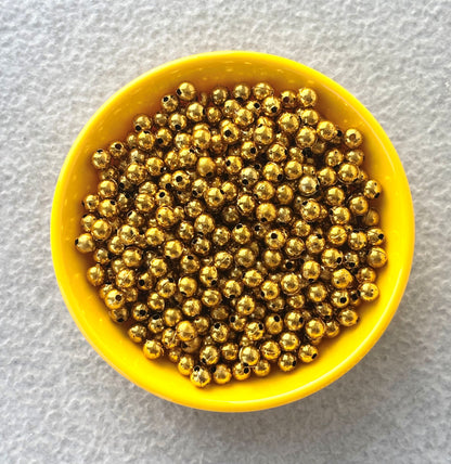 Metallic Gold Acrylic Round Beads 6MM