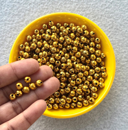 Metallic Gold Acrylic Round Beads 6MM