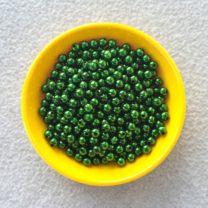 Metallic Green Acrylic Round Beads 6MM