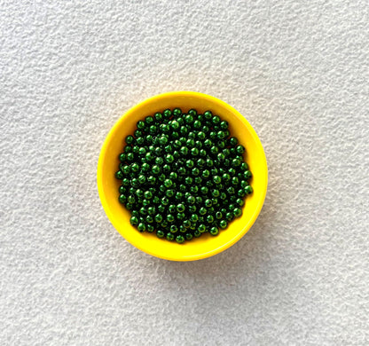 Metallic Green Acrylic Round Beads 6MM