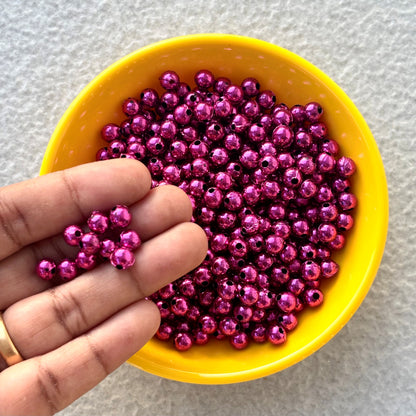 Metallic Rose Acrylic Round Beads 6MM