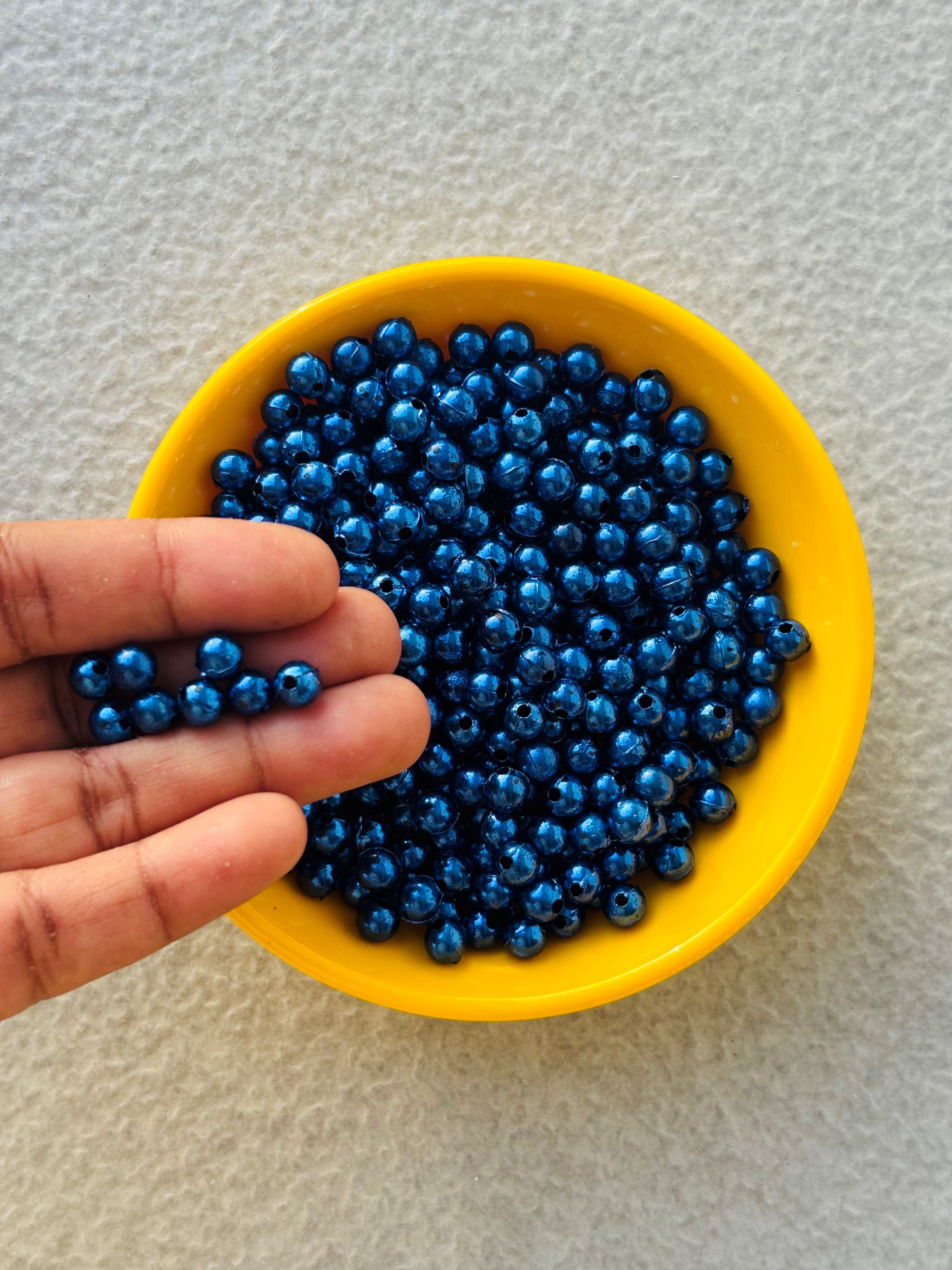 Metallic Blue Acrylic Round Beads 6MM