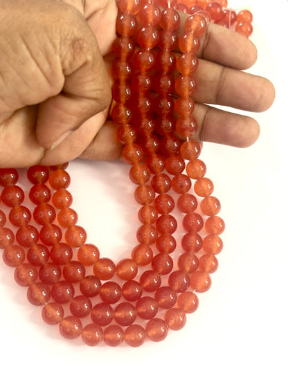 Natural Orange Carnelian Round Beads for Jewelry Making