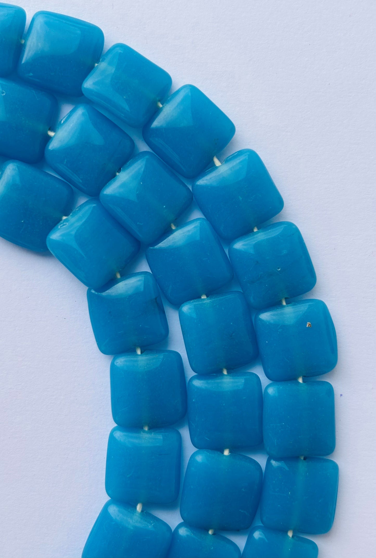 Smooth Flat Tile Aqua Blue Square Beads