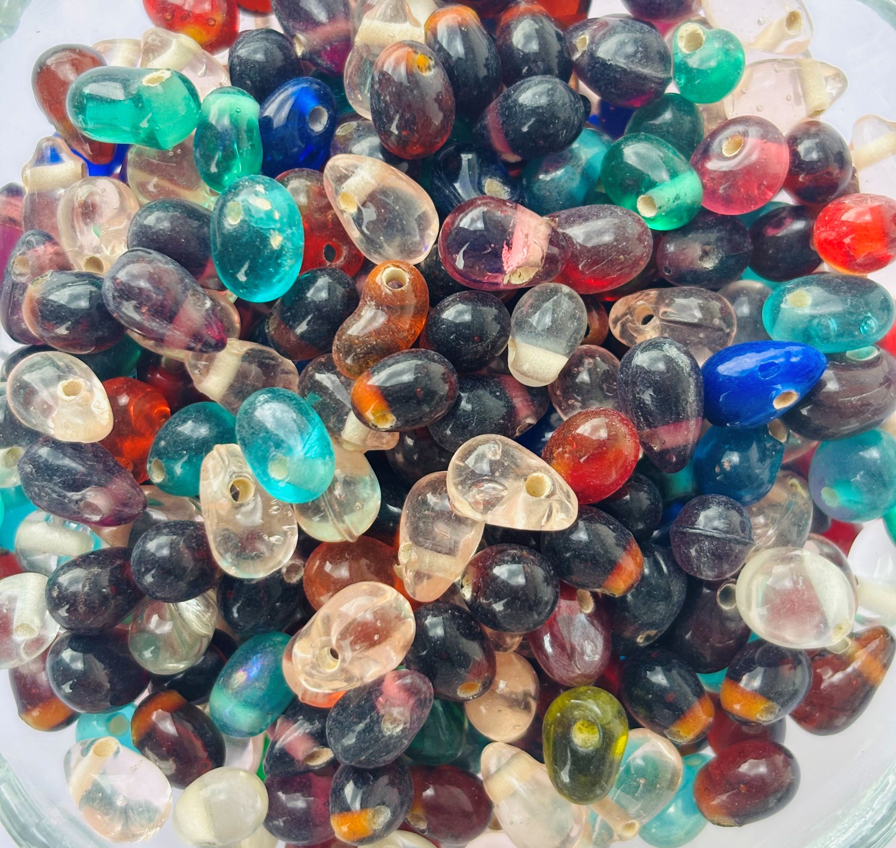 Opaque Mixed Color Drop Shape Glass Beads