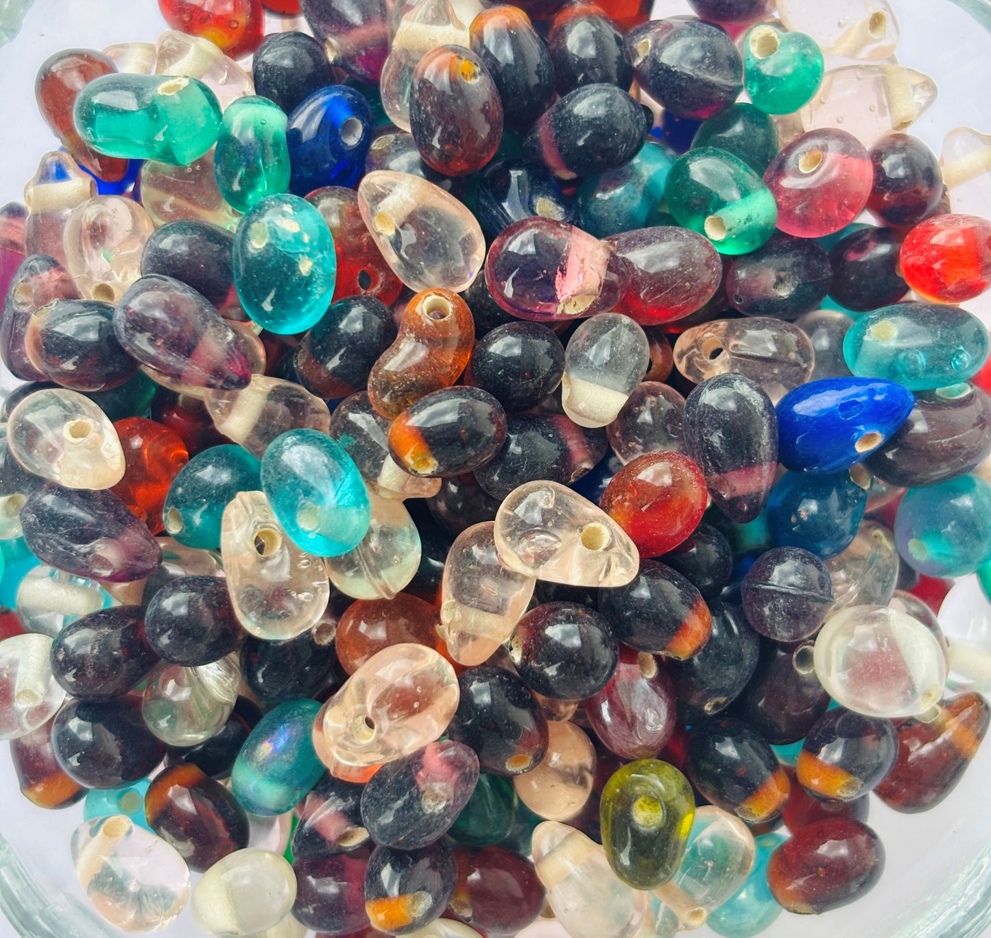 Opaque Mixed Color Drop Shape Glass Beads