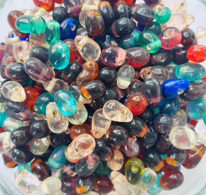 Opaque Mixed Color Drop Shape Glass Beads