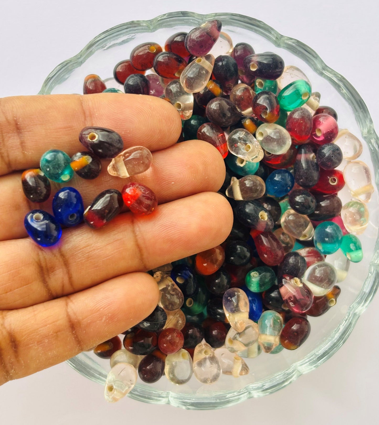 Opaque Mixed Color Drop Shape Glass Beads