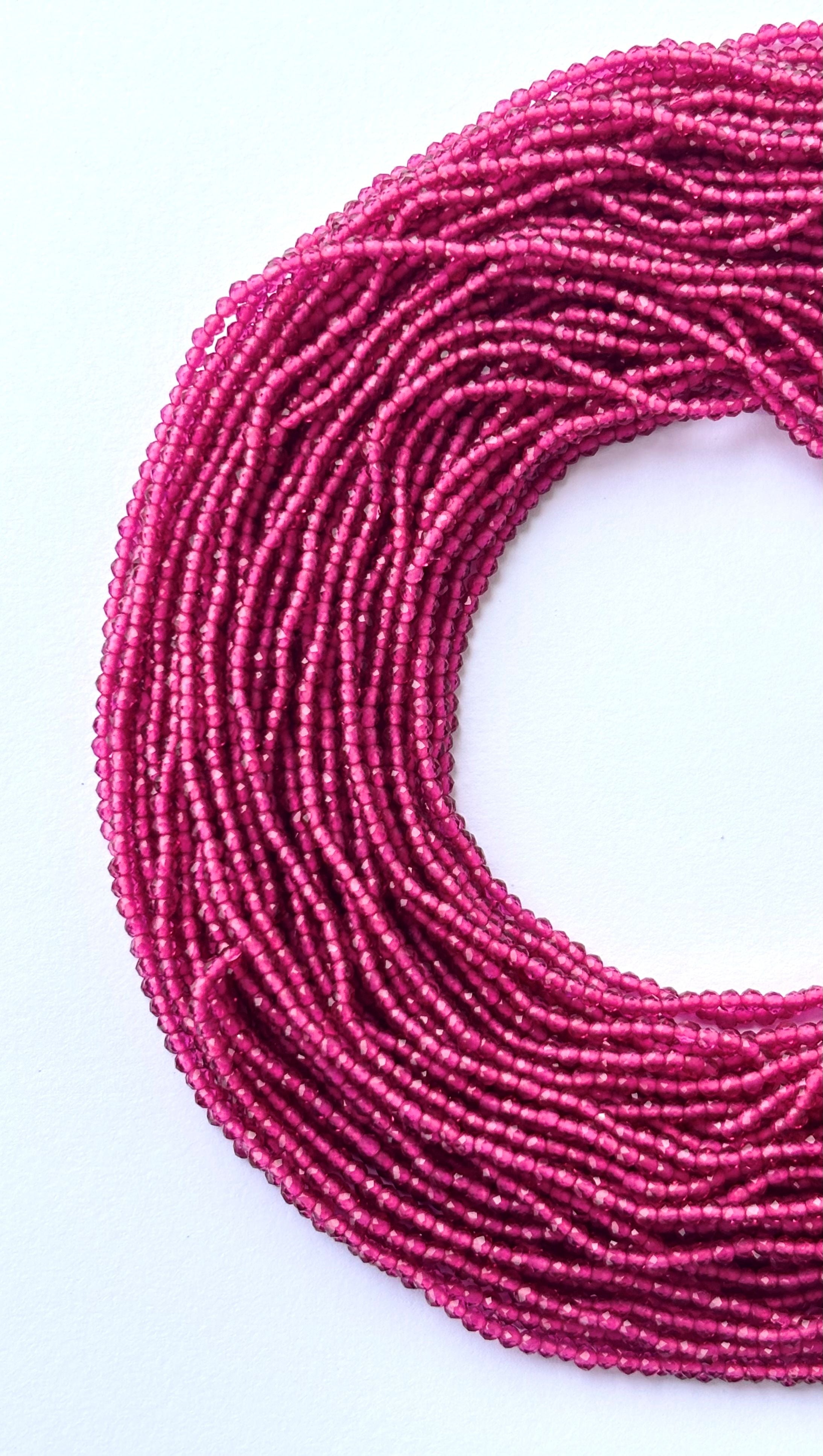 Faceted Pink Hydro Beads - Vibrant Gemstone Strands for Jewelry Making