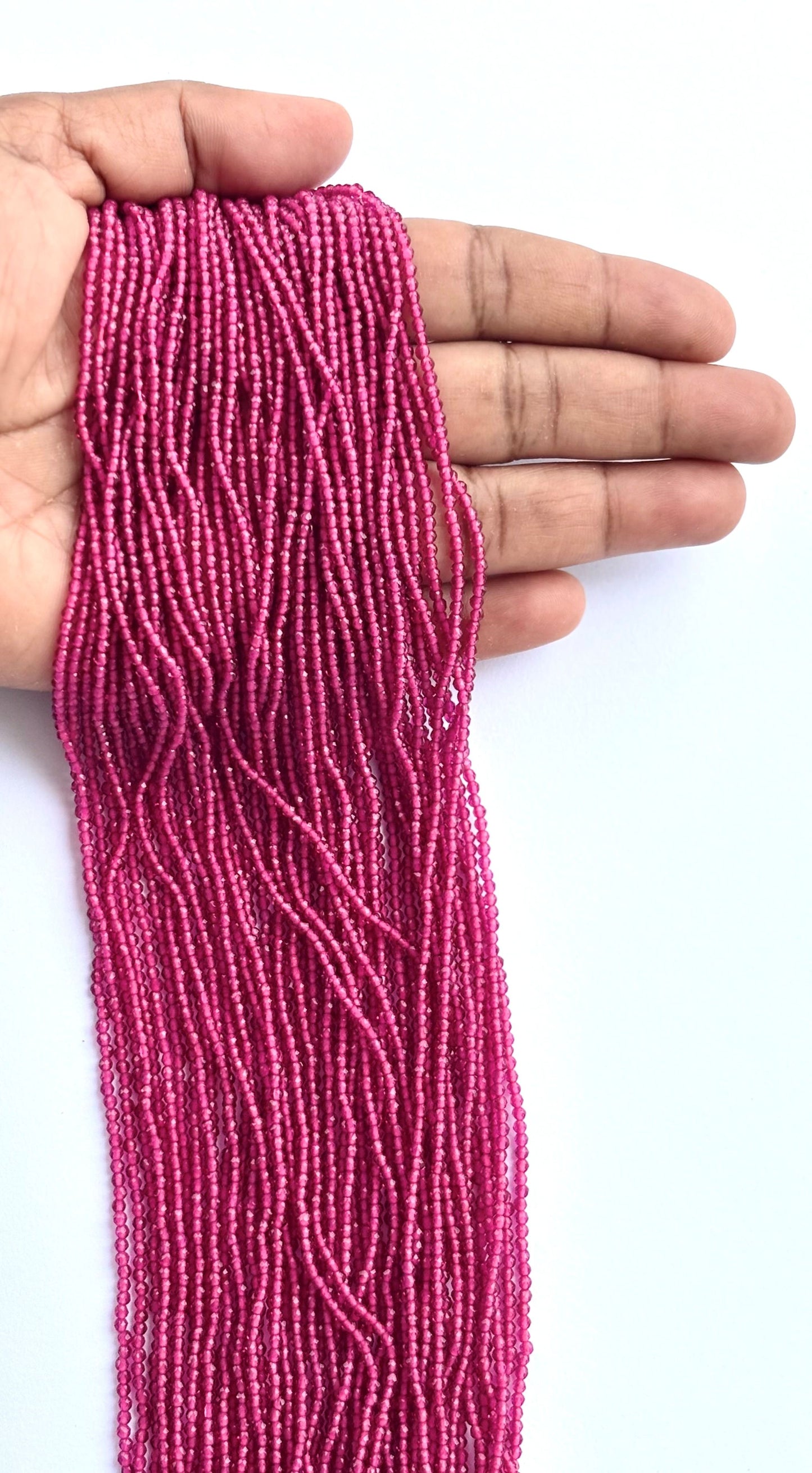 Faceted Pink Hydro Beads - Vibrant Gemstone Strands for Jewelry Making