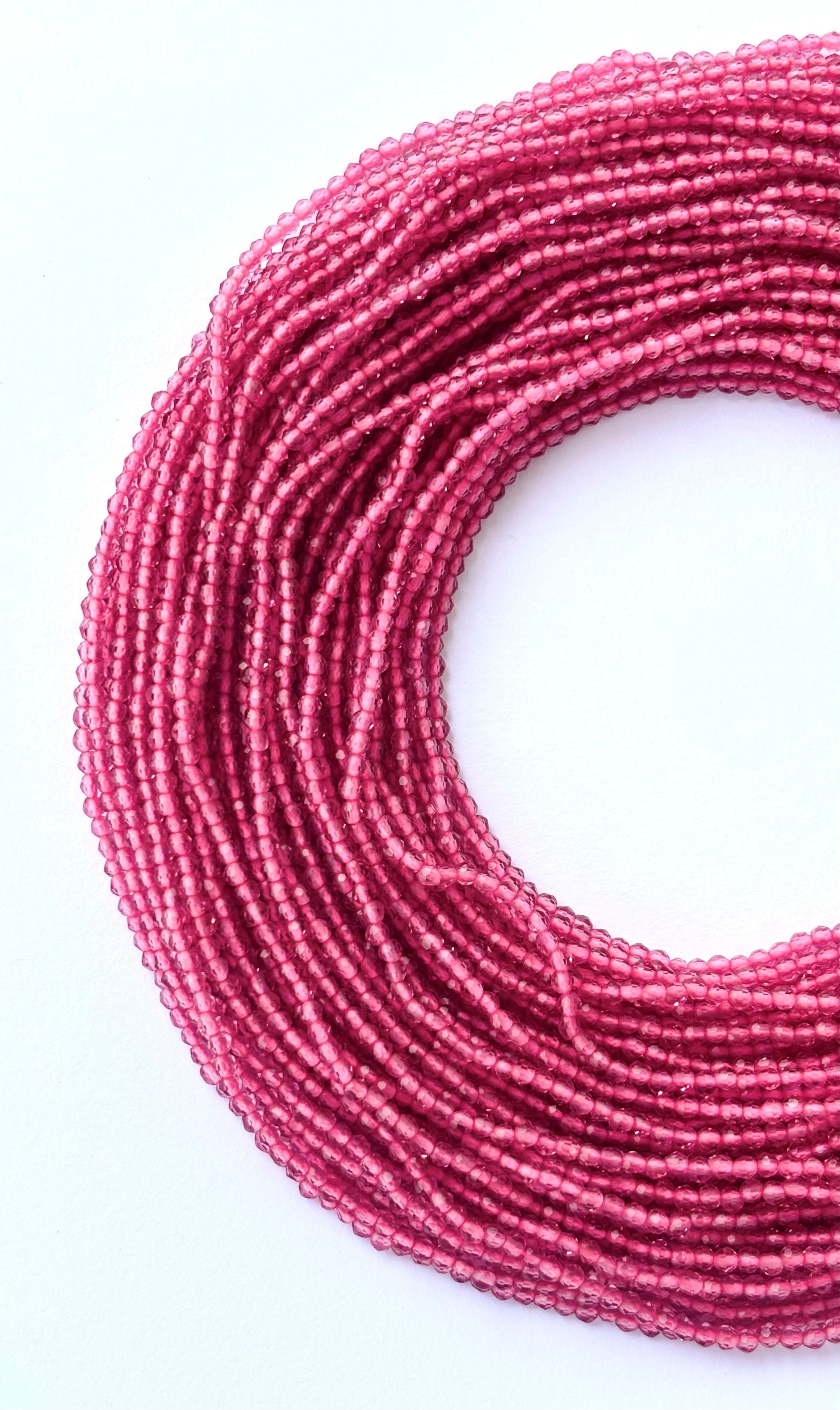 Deep Pink Faceted Hydro Beads - Vibrant Gemstone Strands for Jewelry Making