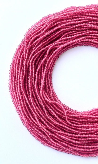 Deep Pink Faceted Hydro Beads - Vibrant Gemstone Strands for Jewelry Making