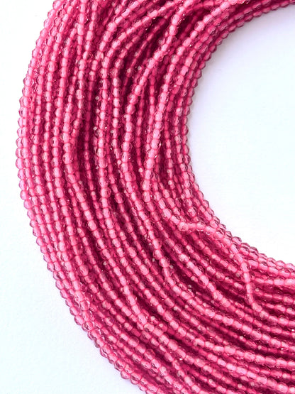 Deep Pink Faceted Hydro Beads - Vibrant Gemstone Strands for Jewelry Making