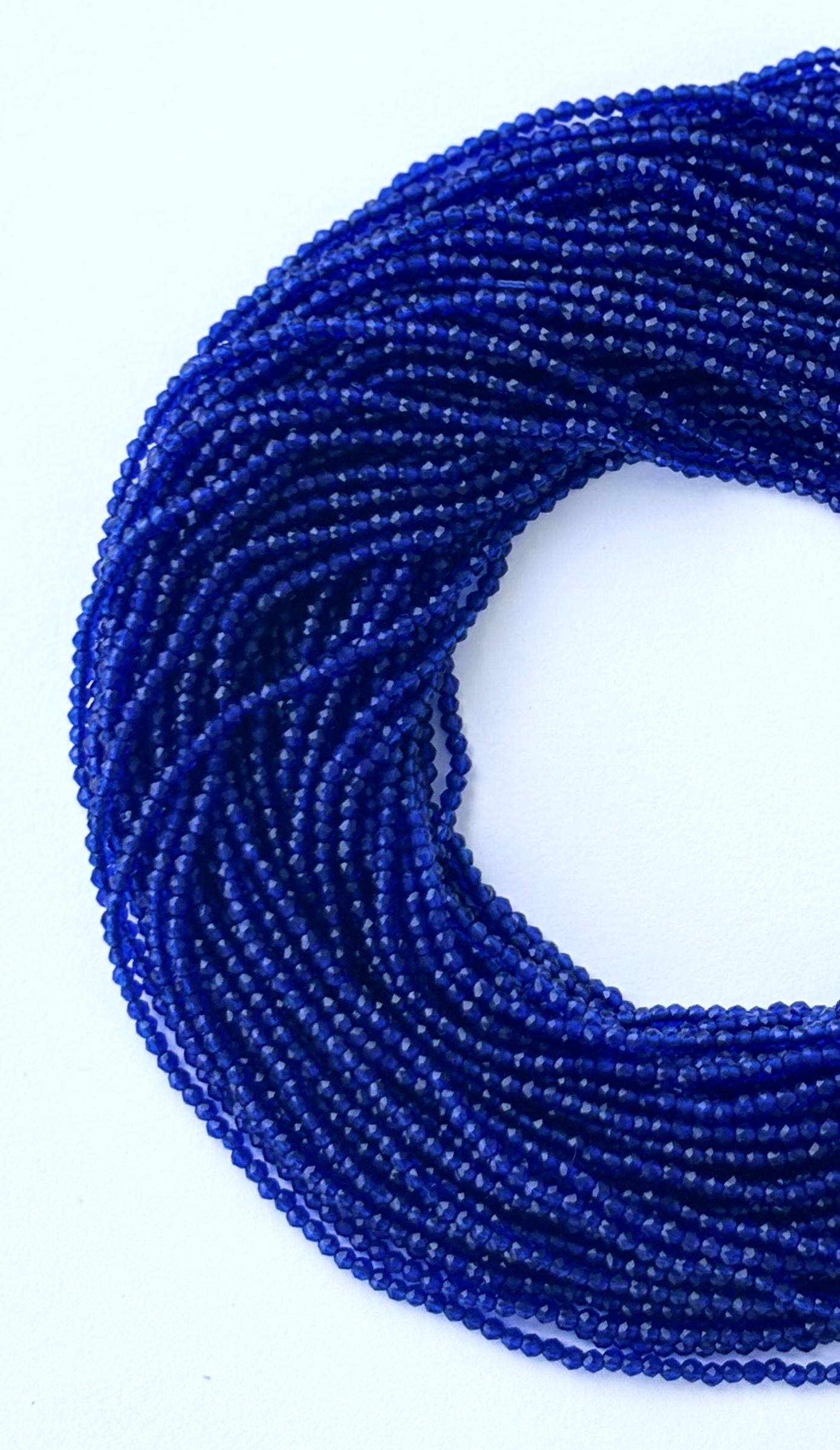Deep Blue Faceted Hydro Beads - Vibrant Gemstone Strands for Jewelry Making