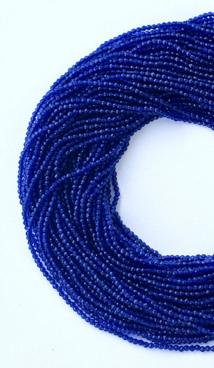 Deep Blue Faceted Hydro Beads - Vibrant Gemstone Strands for Jewelry Making